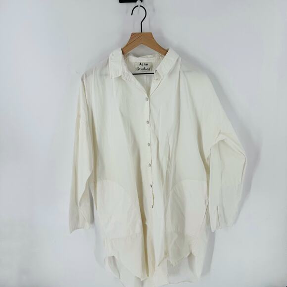 Acne Studios Lash Poplin Oversized Button Down Shirt White Size 38 - Picture 1 of 9